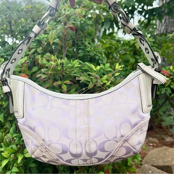 COACH Lavender Signature Y2K Hobo Baguette Shoulder Bag Hampton SoHo 6266 - Picture 3 of 14